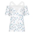 thumbnail image 3 of Puntoco 2024, tops a la moda de verano para mujer, tops informales con hombros descubiertos y encaje, tops de manga corta de ajuste Regular, tops con cuello en V, 3 of 4
