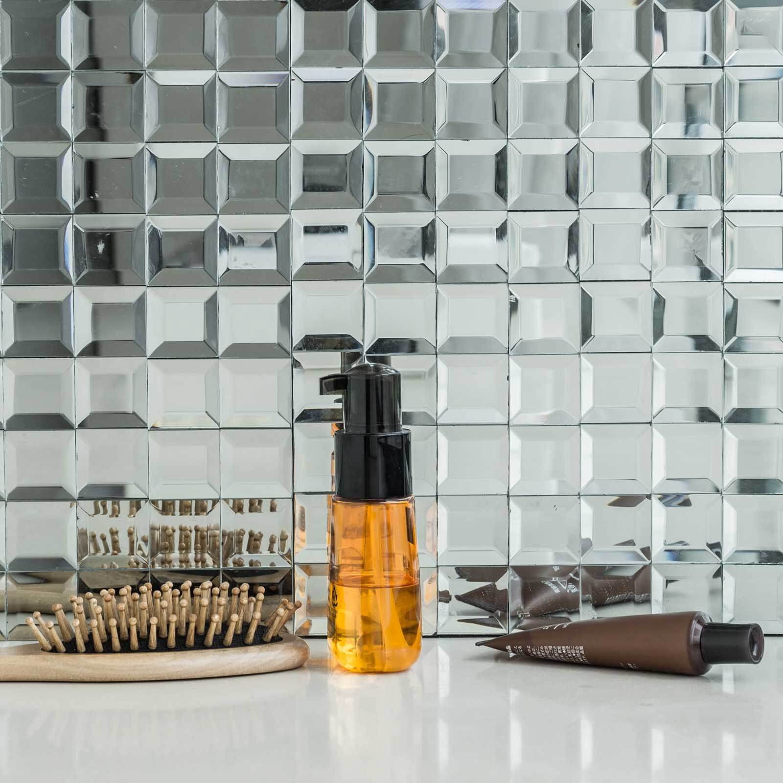 Efavormart Pack of 10 - 12"x12" Silver Peel and Stick Backsplash Mirror Wall Tiles