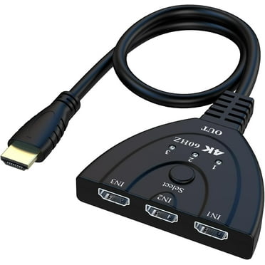 Duomigo 4K@60Hz HDTV 2.0 Switch, 3-in-1 HDTV Switcher with 1.64FT Cable, 3 Port HDTV Splitter for Xbox, PS5, PC, Supports 4K@60Hz, 1080P