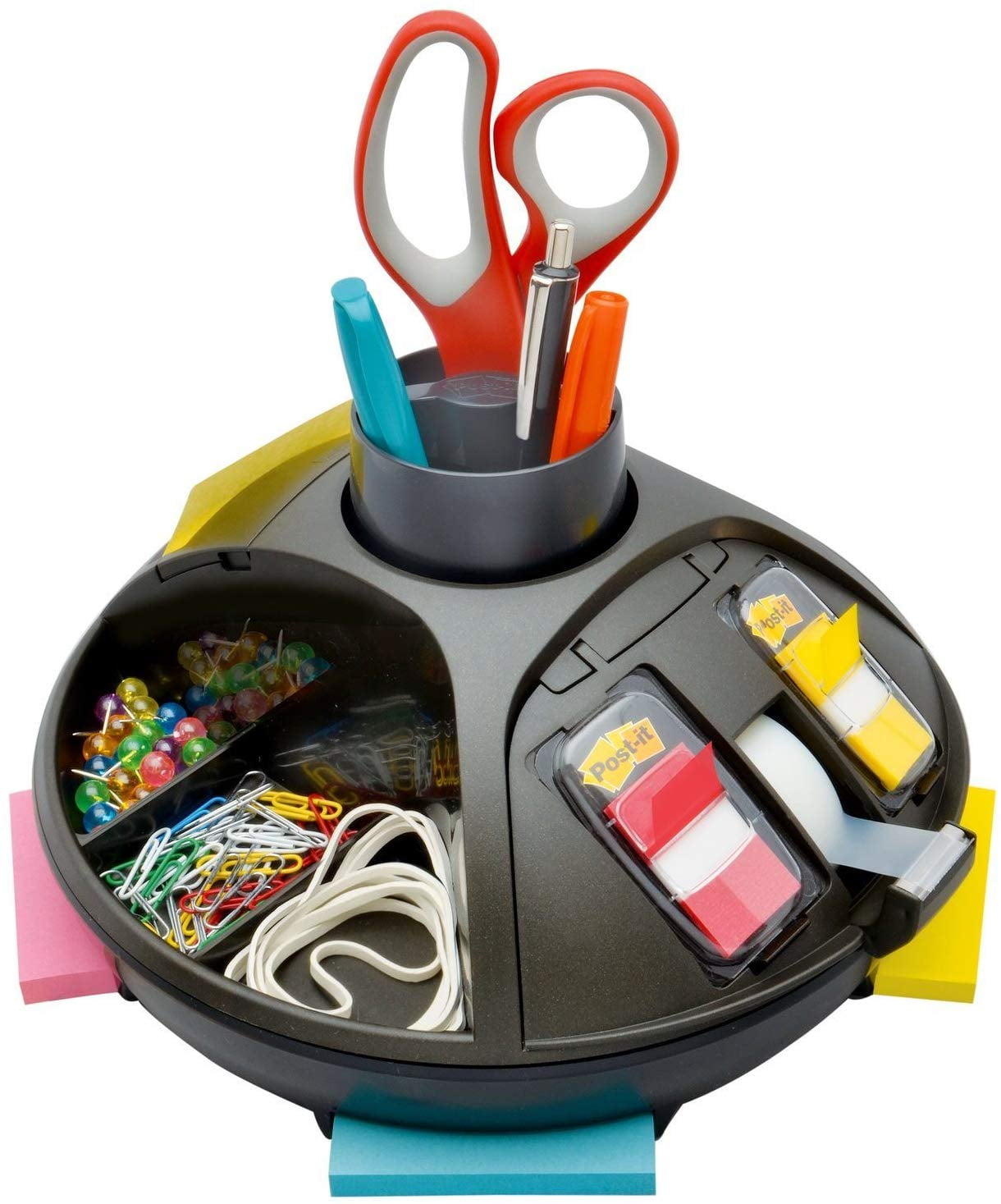 Postit Rotary Organizer, Black, Keep your desk or common area
