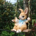 thumbnail image 3 of Handcrafted Resin Easter Rabbit Swing Decoration – Mother Rabbit with Baby Rabbits Hanging Pendant, Indoor Home Garden Easter Ornament, 3 of 8