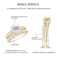 thumbnail image 6 of Rosec Jewels Natural Freshwater Pearl Wedding Engagement Ring Set - 7 Carat Engagement Ring with Wedding Band - AAA Quality, 18K Yellow Gold, US 12.50, 6 of 7