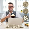 thumbnail image 2 of Coffee Pot Mug, 16oz Clear Heat-Resistant Glass Cup with Lid, Mini Portable Transparent Travel Mug for Hot Coffee and Tea, 2 of 7