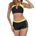thumbnail image 3 of Efsteb Swimsuits for Women 2025 Two Piece Women Two Piece Sports Bikini Athletic Swimsuits Color Block Bathing Suits with Shorts (Yellow,L), 3 of 7
