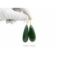 thumbnail image 2 of 14k Solid Yellow Gold Nephrite Jade Earrings Large Long Green Simple Dangles 2.3 In Spyglass Designs Women, 2 of 4