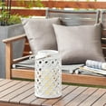 thumbnail image 2 of DecMode White Ceramic Circles Decorative Candle Lantern with Cut Out Design, 2 of 8