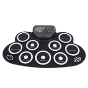 NFTIGB Electronic Roll Up Drum Pad Set Rechargeable Built In Speaker Silicone Electric Practice Drum with Double Pedal (17.72 inches / 45 cm)
