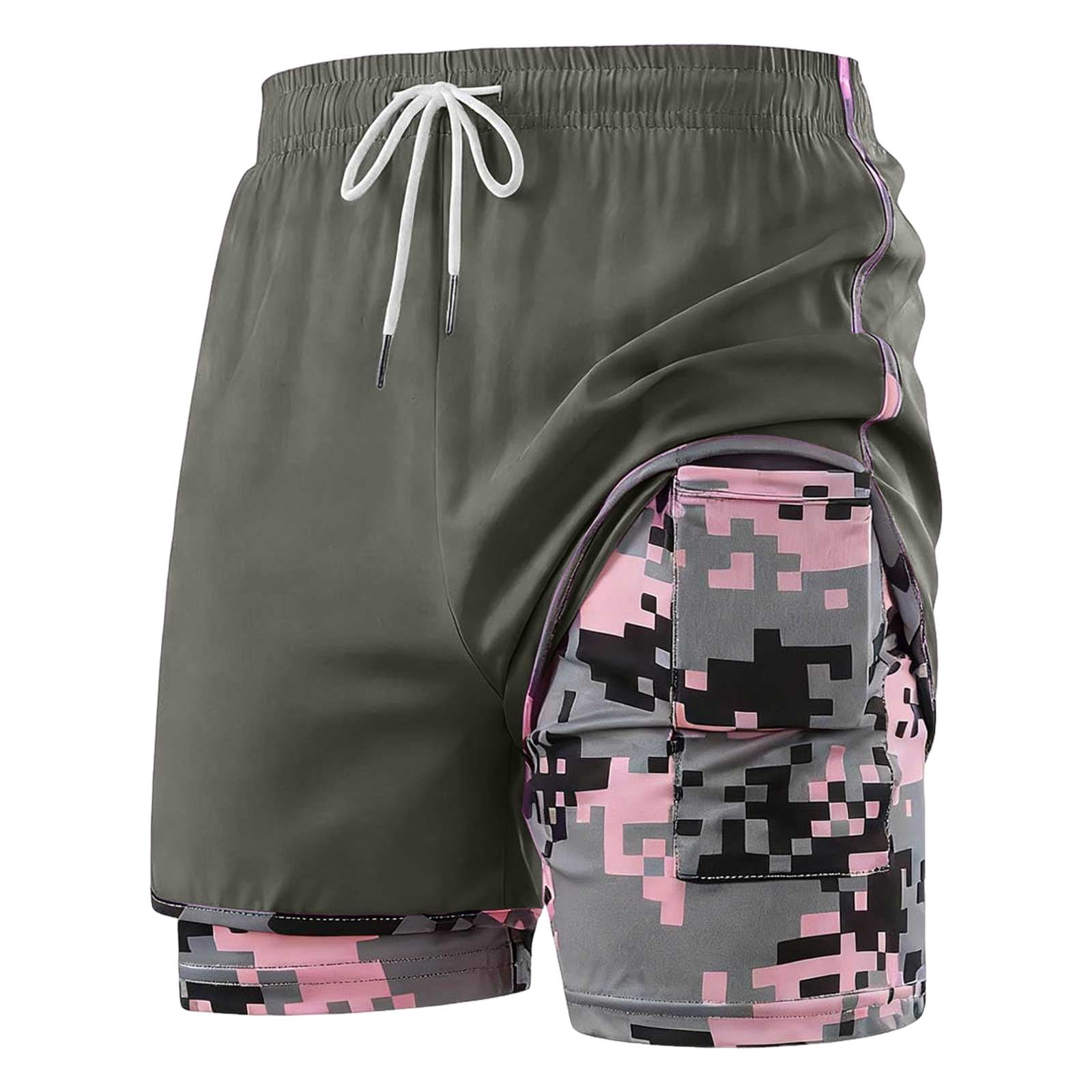COMVALUE Womens Swim Trunks with Compression Liner Quick Dry 7 Inch Bathing Suit Beach Short with Zipper Pockets (Army Green, XS)