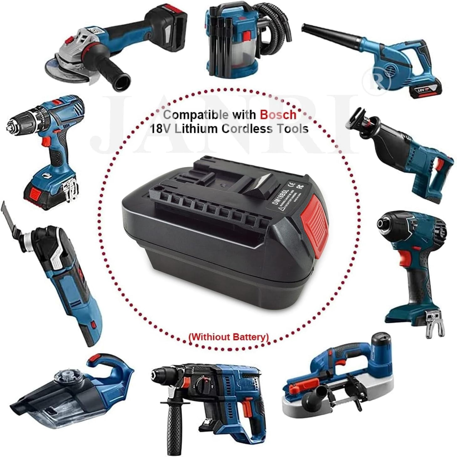 Battery Adapter for Bo+sch 18V Cordless Tool,Convert De_wa+lt 18V DCB184 DCB182 DCB181 DCB183 & Mil+wau-kee 18V M18 Lithium-Ion Battery to for Bos+ch 18V Battery BAT609 BAT612 BAT610 BAT611