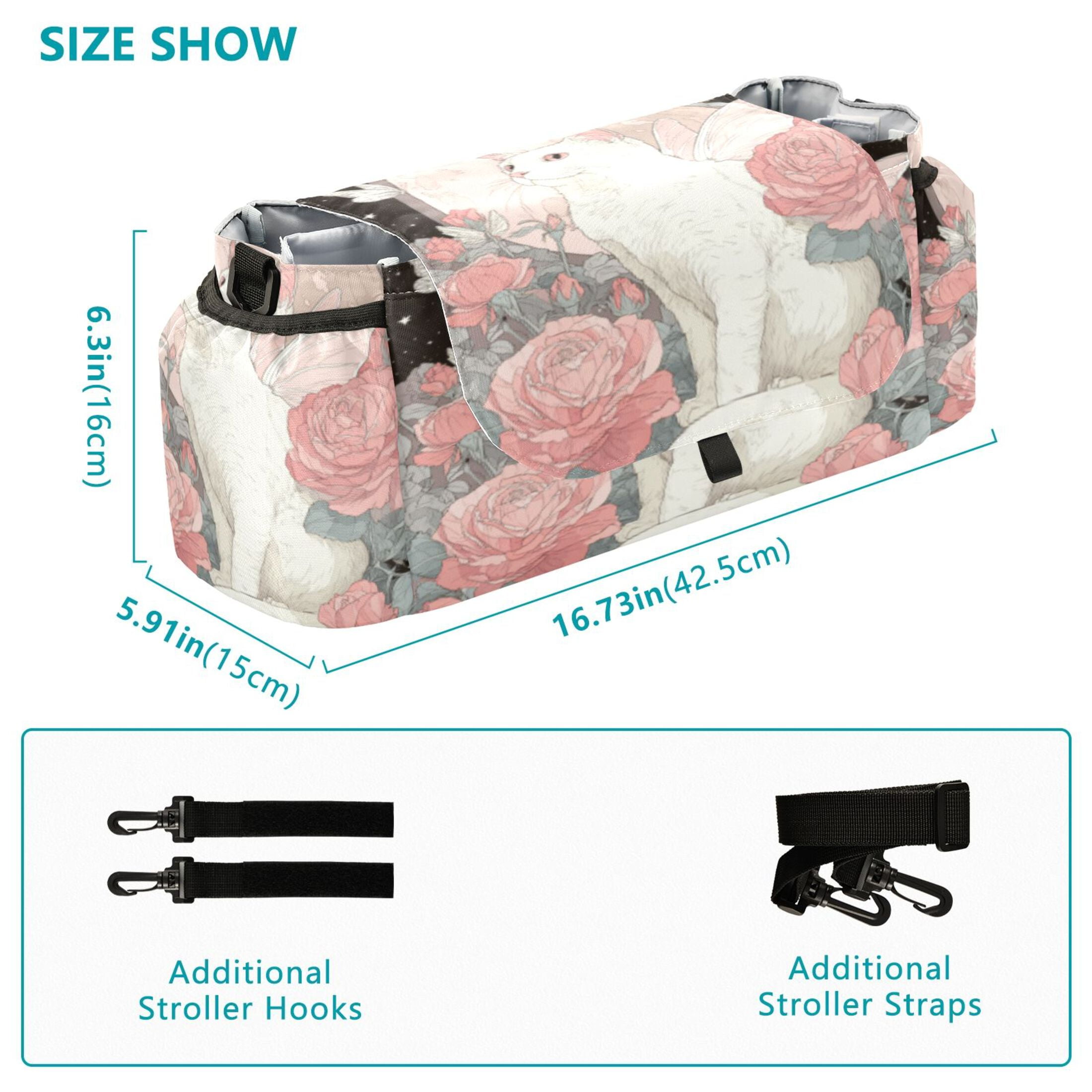 DIXRUYEE Stroller Organizer Angelic Cat Among Roses Printed