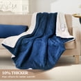 thumbnail image 6 of CAROMIO Electric Blanket Full Size 72" x 84", Thick Flannel & Sherpa Heated Blanket Full with 5 Heating Levels & 4 Hours Auto Off, Overheating Protection, Navy Blue, 6 of 7