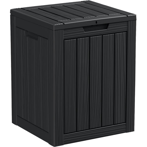 28 Gallon Resin Deck Box, Lockable Patio Outdoor Storage Box for Patio Garden-Black