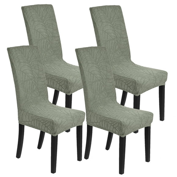 Uxcel Waterproof Chair Cover Set of 4, Dining Room Stretch Jacquard Chair Covers Protectors Washable Chair Slipcovers [Matcha Tea]