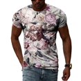 thumbnail image 1 of Summer Men's Flower Pattern Printed T-Shirt Hip-Hop Element Trend Round Neck Tees Seasonality Fashion Handsome Short Sleeve Tops, 1 of 5