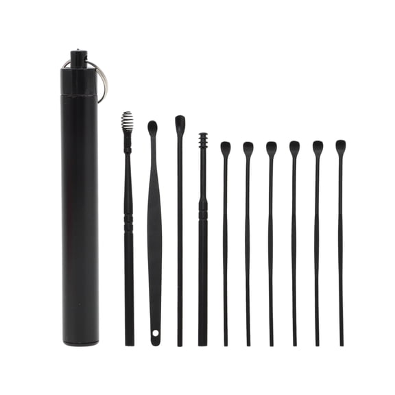 Unique Bargains Safe and Effective Ear Cleaner Ears Wax Removal Kit Tool 10 Pcs Black
