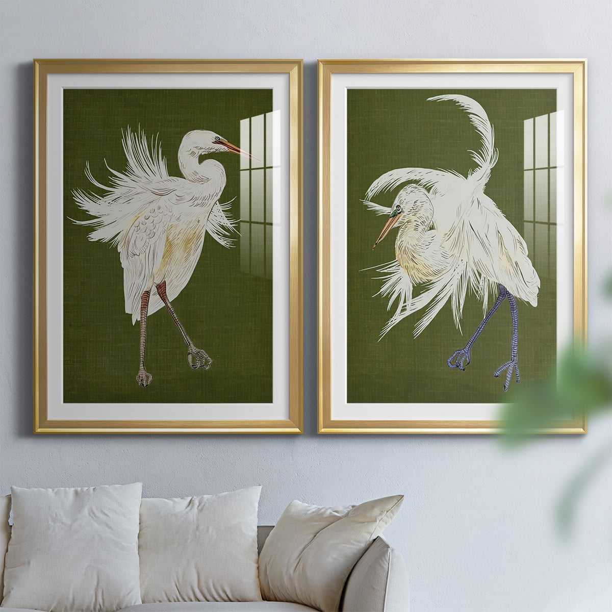 Wexford Home Heron Plumage I Premium Framed Print, 26.5" x 36.5" - Ready to Hang, Gold (Set of 2)