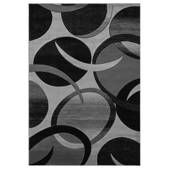 Premium Hand Carved Abstract Modern Rug Contemporary Colorful Thick Carpet Design 1062 (6'6"x6'6" Round,Grey)