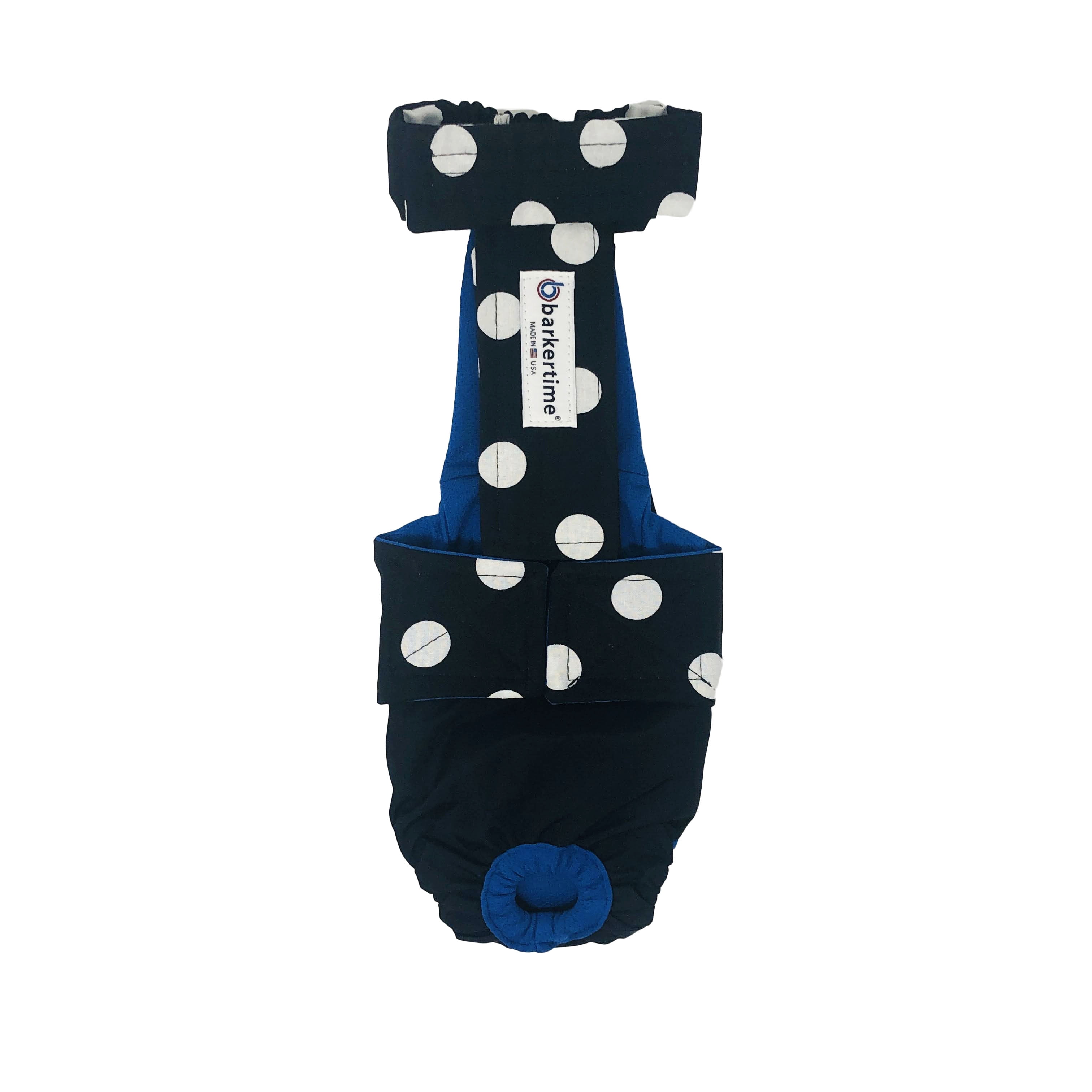 Barkertime White Polka Dot on Black Dog Diaper Overall