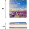 thumbnail image 3 of FMSHPON Lavender on Wooden Plank Set of 4 Coaster for Drinks, Absorbent Ceramic Stone Coasters Cup Mat with Cork Base for Home Kitchen Room Coffee Table Bar Decor, 3 of 4