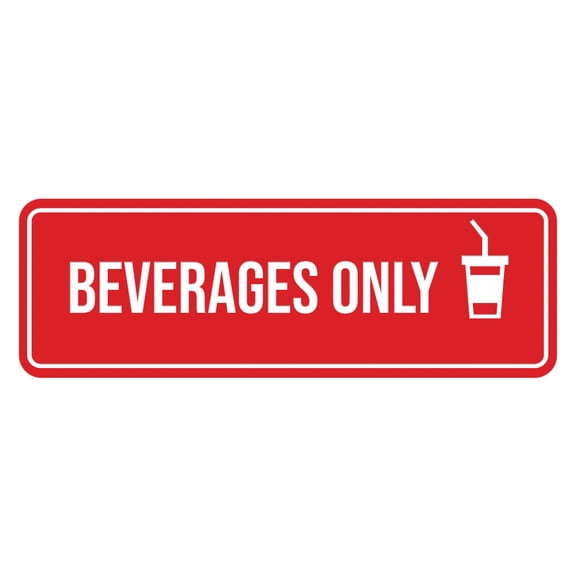 Signs ByLITA Standard Beverages Only Door or Wall Sign Durable ABS Plastic | Laser Engraved | Easy Installation | Elegant Design Sign (Red) - Large