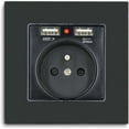 thumbnail image 1 of Fire Protected Crystal Glass Panel Wall Outlet, Universal Charging Port with 16A Current Rating, Easy Installation for Safe and Efficient Household Appliances Charging, 1 of 5