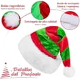 thumbnail image 4 of Gorro Navideño, Gorros de Navidad para Adultos, Terciopelo Sombrero de Santa Rojo, Gorro de Navidad engros con peluche, cómodo y cálido, decoración para fiesta de Navidad, Año Nuevo, 4 of 4