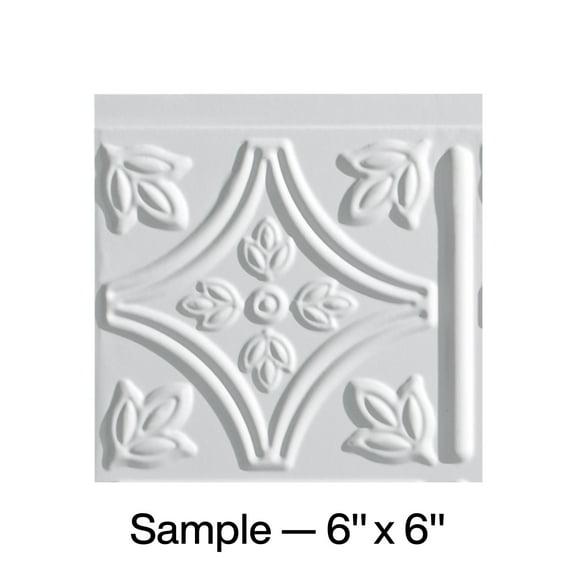 FASÄDE Traditional Style 1 Decorative Vinyl Backsplash Panel in Matte White (6X6 Inch Sample)