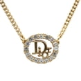 thumbnail image 1 of Pre-Owned Christian Dior Necklace, Metal, Rhinestones, Gold, CD Logo, GP, Women's, (Good), 1 of 10