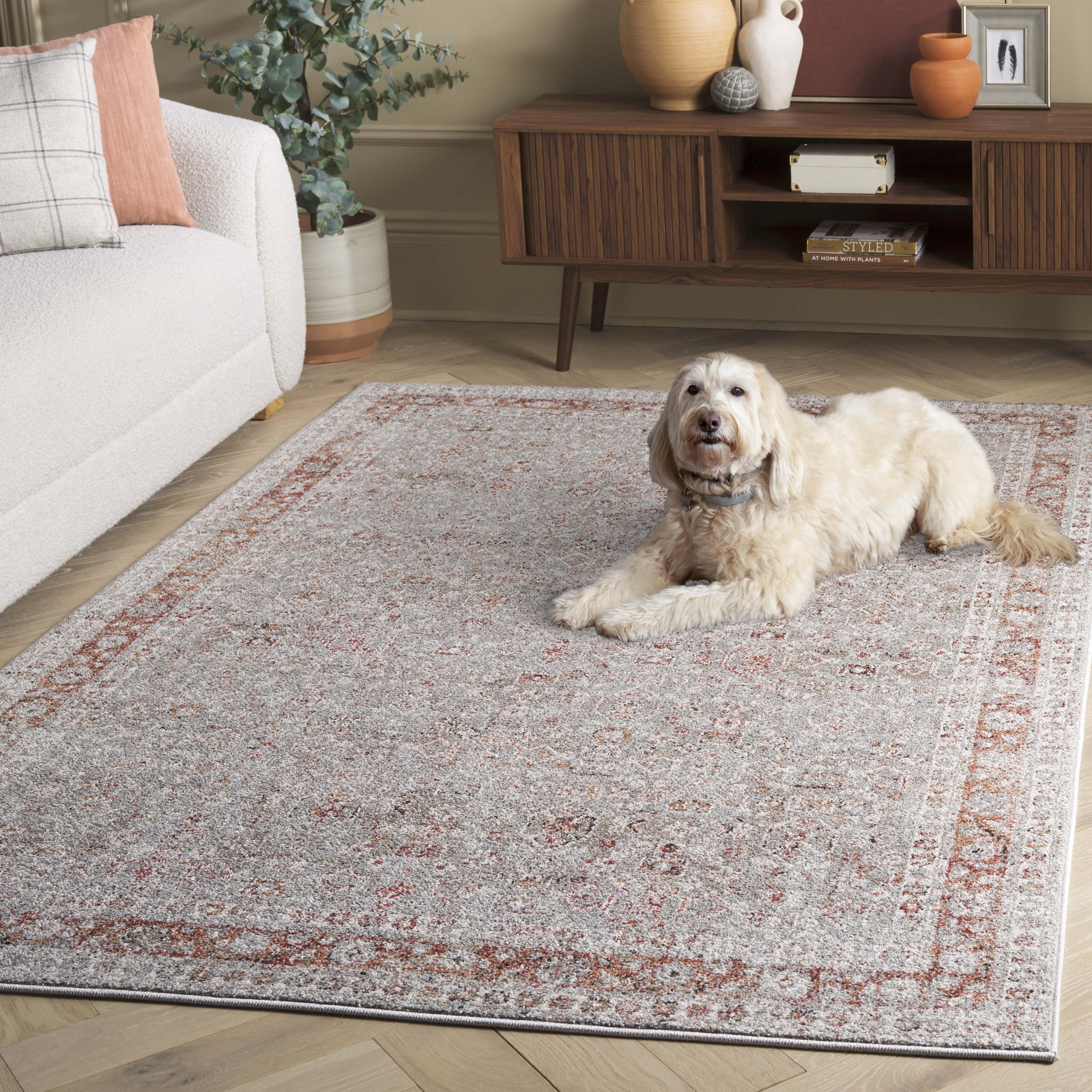 SAFAVIEH Vintage Tabriz Dimas Abstract Area Rug, Gray/Rust, 4' x 6'