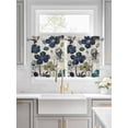 thumbnail image 2 of Half Window Curtains 24 Inches Long, Navy Blue Green Floral Window Treatment Curtain Drapes, Vintage Botanical Leaves Short Curtains Tiers for Kitchen Over Sink, 27.5"x24", 2 Panels, 2 of 7
