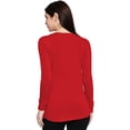 thumbnail image 4 of eloria Women's T-Shirt Round Neck Solid Color Plain Full Sleeve T-Shirt Color: Red | Size: XL, 4 of 7