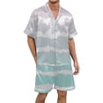 thumbnail image 1 of Men's Gradient Printed Satin Short Sleeve Button Up Pajama Loungewear Set for Comfortable Sleep and Relaxation at Home, 1 of 4
