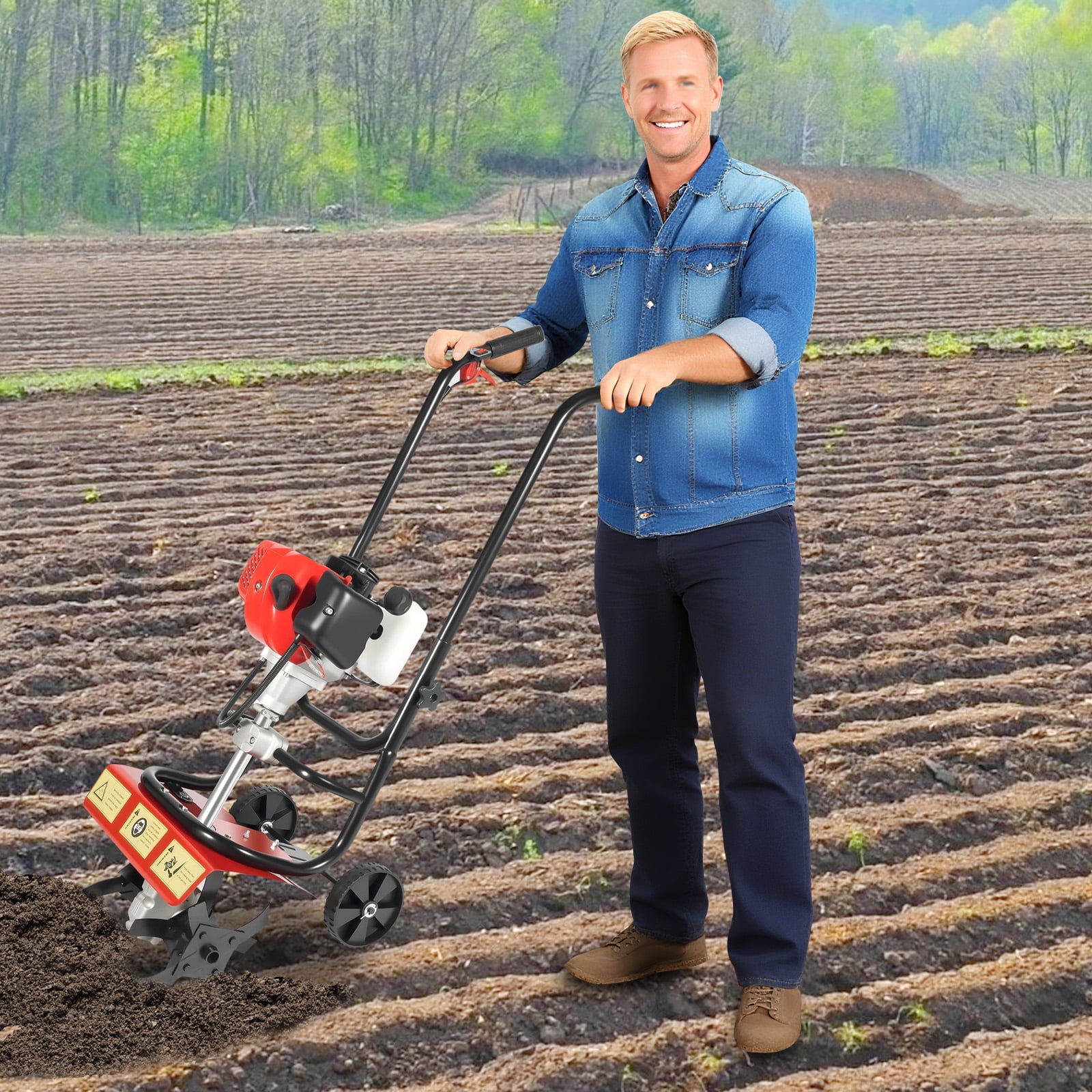 52CC 2800-3200rpm Commercial Heavy Duty Tiller Gas Powered Tiller Soil Cultivator for Sandy Land Loose Soil