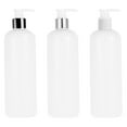 thumbnail image 1 of 3PCS 500ml Refillable Plastic Bottle Empty Pump Bottle Travel Dispenser for Shampoo Shower Gel Liquid Soap White (Random Lid Color), 1 of 6