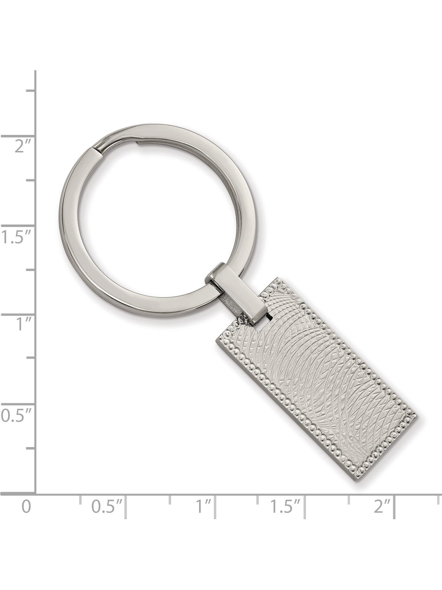 Stainless Steel Polished And Textured Rectangular Key Ring (56.1 X 28.2) Made In China srk158