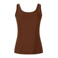 thumbnail image 5 of Womens Tank Tops Built-in Bra Padded Camisole Basic Workout Yoga Workout Top Undershirt Brown L, 5 of 6