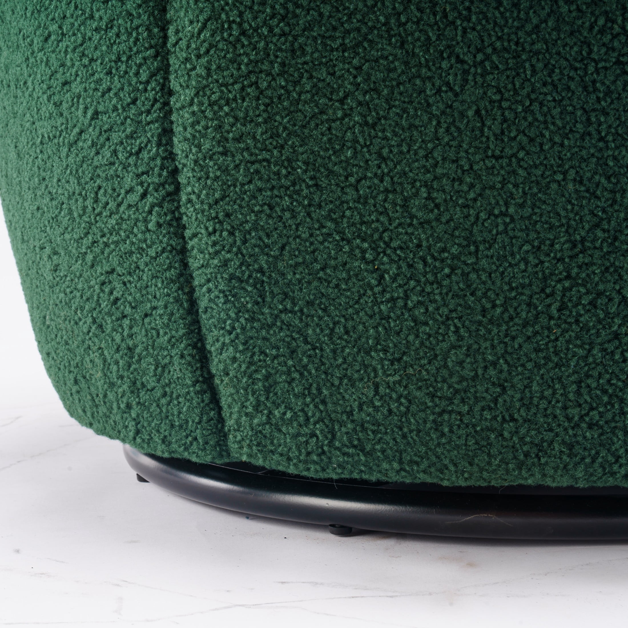 Noble House Arissa 26" Teddy Ergonomic Barrel Armchair, Swivel Reading Chair with Metal Base for Living Room, Dark Green
