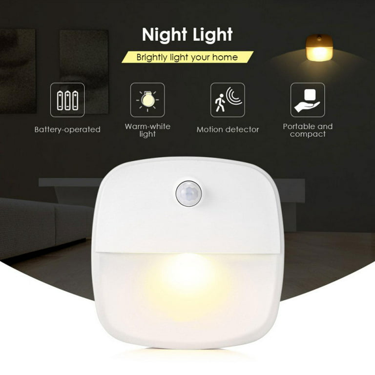Rosnek 1/2/4Pcs LED Motion Sensor Plug in Night Light with Dusk to Dawn  Sensor Warm White Night Lamp for Bedroom, Kitchen, Bathroom, Baby Room