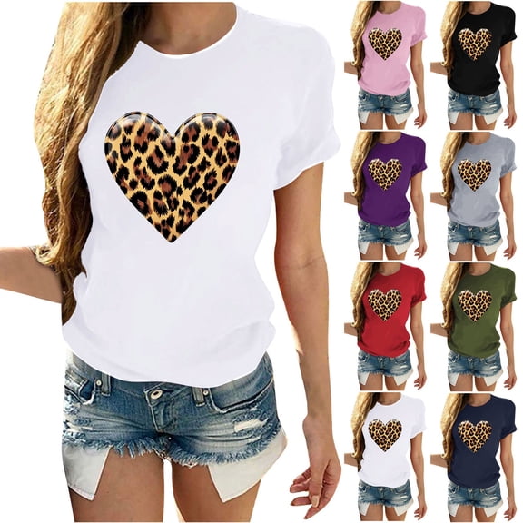 Inverlee Women's Valentines Day Shirts Cute Love Heart Graphic Tees Soft Short Sleeve Blouse Crewneck Dressy Casual T-shirt Tops Womens Spring Fashion 2025