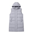 thumbnail image 4 of Kids Girls Long Quilted Puffer Vest Sleeveless Hooded Button Down Padded Coats Jacket Outerwear with Pockets, 4 of 9