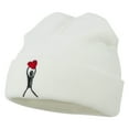 thumbnail image 2 of Breast Cancer Body Heart Embroidered Long Beanie - White OSFM, 2 of 5