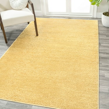 JONATHAN Y SEU100B-5 Haze Solid Low-Pile Mustard 5 ft. x 8 ft. Area Rug, Coastal Bohemian, Pet Friendly, Stain Resistant, Easy to Clean, for Living Room; Kitchen, Bedroom