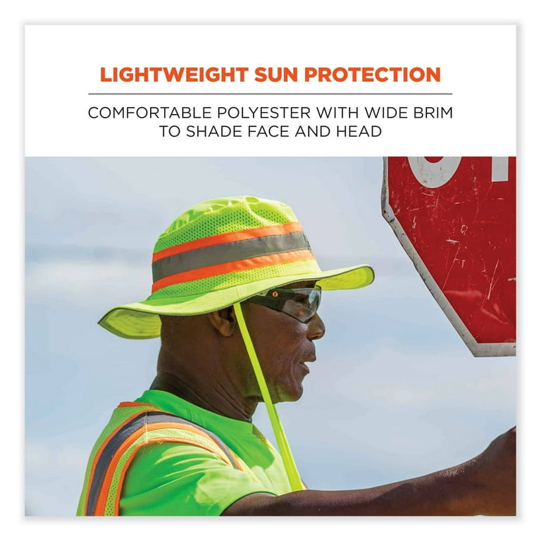 GloWear 8935 Hi-Vis Ranger Sun Hat, Polyester, Small/Medium, Lime, Ships in 1-3 Business Days GloWear 8935 Hi-Vis Ranger Sun Hat, Polyester, Small/Medium, Lime, Ships in 1-3 Business Days