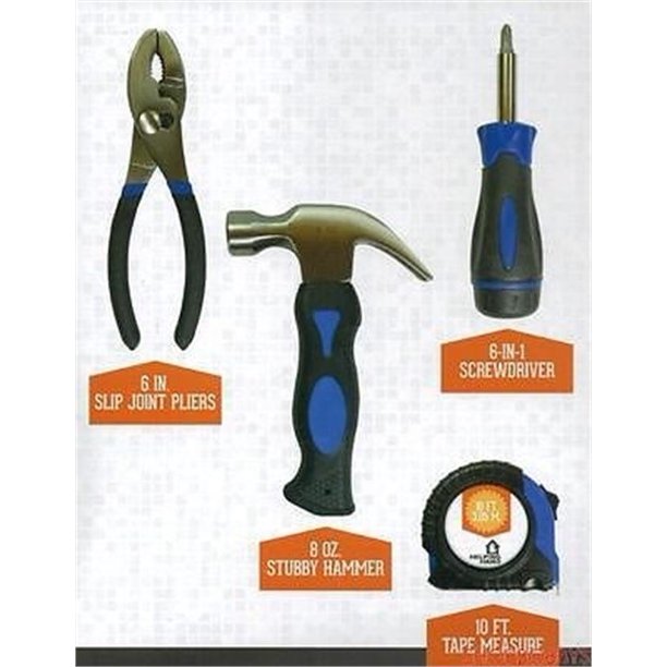 Helping Hand Helping Hand 4Piece Tool Kit With Tote Pouch, Black