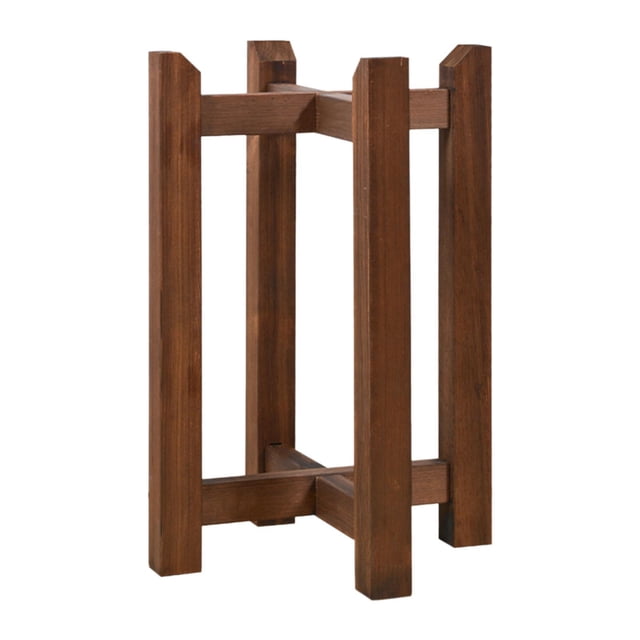 Soporte para plantas de suelo, soporte para macetas de madera, diámetro 20 cm, resistente, ahorra espacio. Doble capa marrón