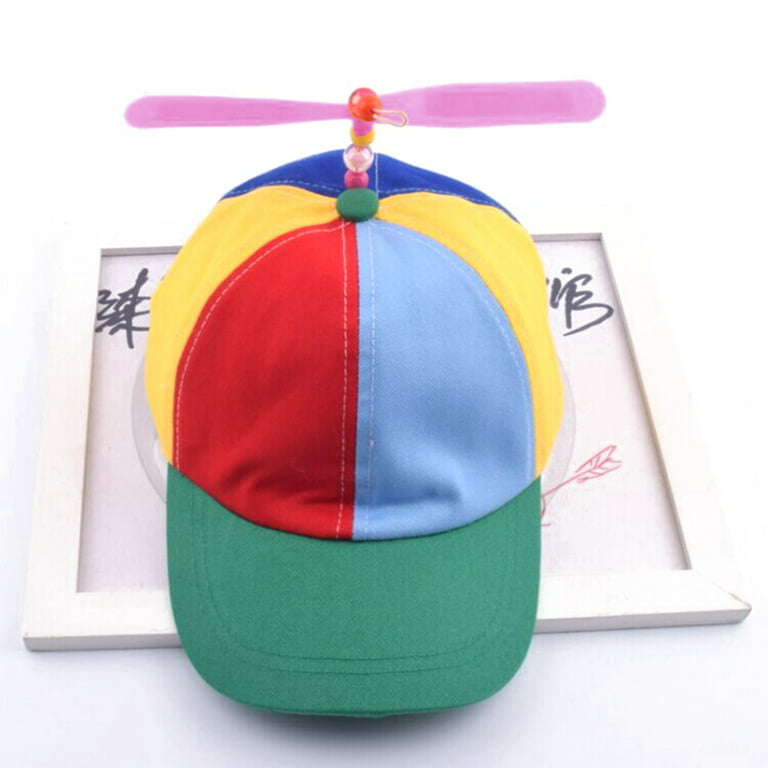 1 PCS Men Women Adult Propeller Hat Colorful Patchwork Funny Baseball Hats  Propeller Bamboo Dragonfly Sun Hat Casquette Snapback(Yellow+Red+Blue) 