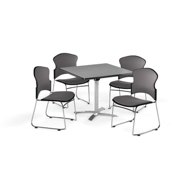 OFM PKG-BRK-040-0005 Breakroom Package Featuring 42 in. Square Flip Top Multi-Purpose Table with Four Multi-Use Stack Fabric Seat & Back Chairs