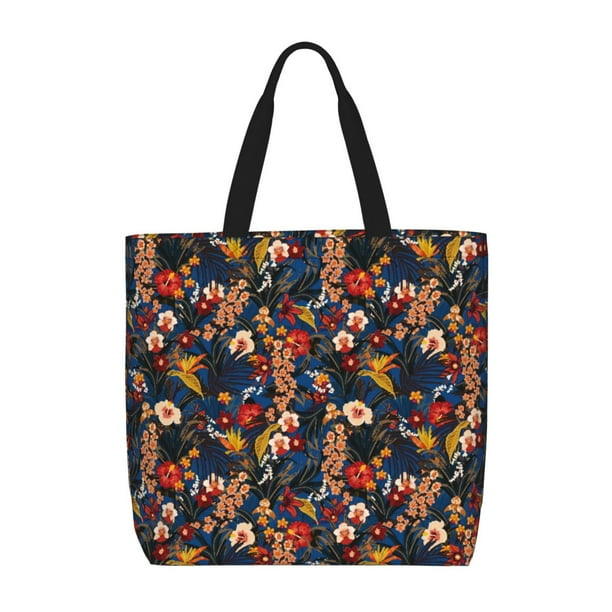 Easygdp Vintage Floral Bolsa Tote para Mujer, Bolso de Hombro para Trabajo, Playa, Viajes, Compras y Supermercado