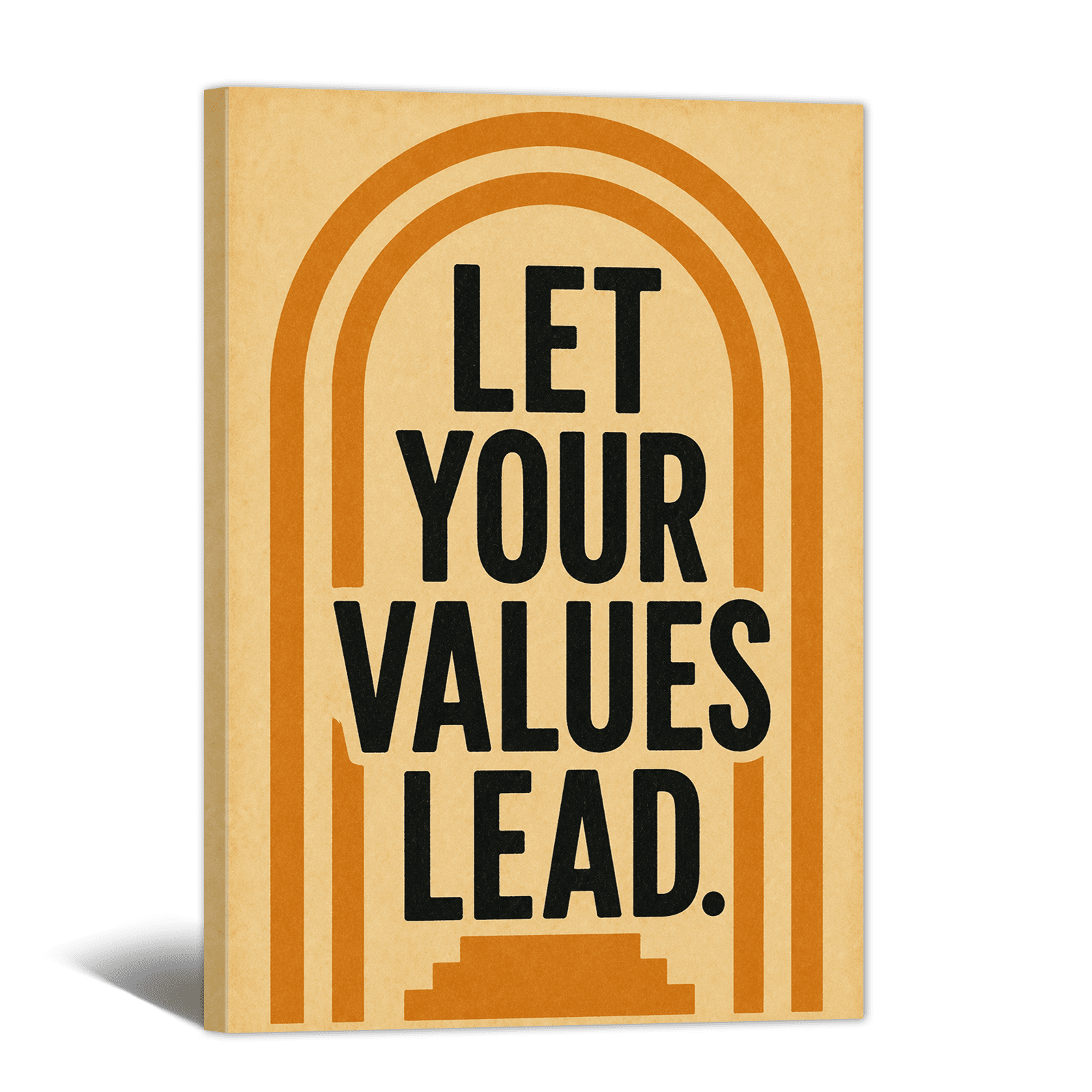 Vintage Motivational Canvas Wall Art Arch Shape Value Quote Prints Retro Inspirational Artwork Paintings for Living Room Bedroom Apartment Home Office Wall Decor