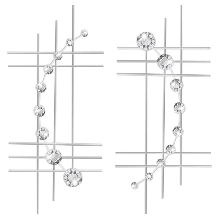 4 Pcs Metal Wall Art, Silver Polygonal Design for Living Room, Modern Home Wall Decor with Reflective Beads, Abstract Geometric Accent, Long-lasting Iron Sculpture, 36 x 12 cm/14.17 x 4.72 in